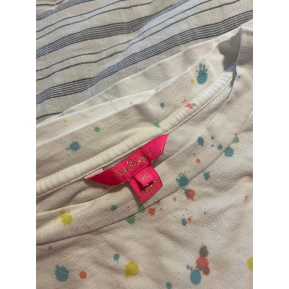 Lilly Pulitzer Sheridan Palm Tree Paint Splatter Crewneck Sweatshirt Top Size XL - Picture 9 of 12